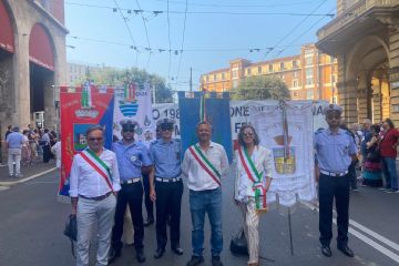 Il Sindaco Massimiliano Vogli con Il Sindaco di Minerbio e Presidente dell'Unione Terre di Pianura Roberta Bonori e il Sindaco di Baricella Omar Mattioli.