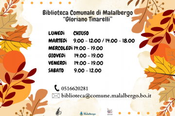 Orario invernale di apertura della Biblioteca comunale