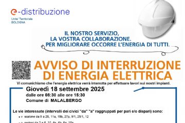 Avviso interruzione energia elettrica Gioved&#236; 18 Settembre 2025 - Malalbergo