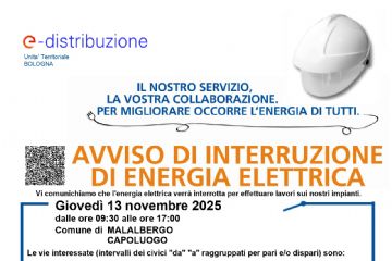 Avviso interruzione energia elettrica Gioved&#236; 13 Novembre - Malalbergo Capoluogo